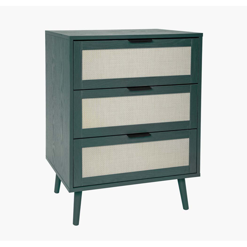 3-Drawer Nightstand, Dark Green
