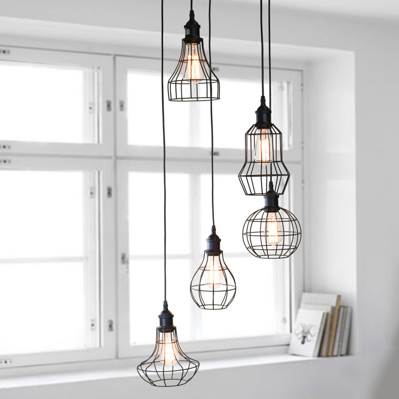 Luminaire suspendu en grappe à 5 lumières