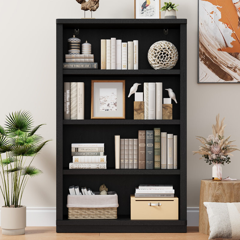 Bibliothèque standard avec tablette Brusnice, Noir, 42" H x 31" W