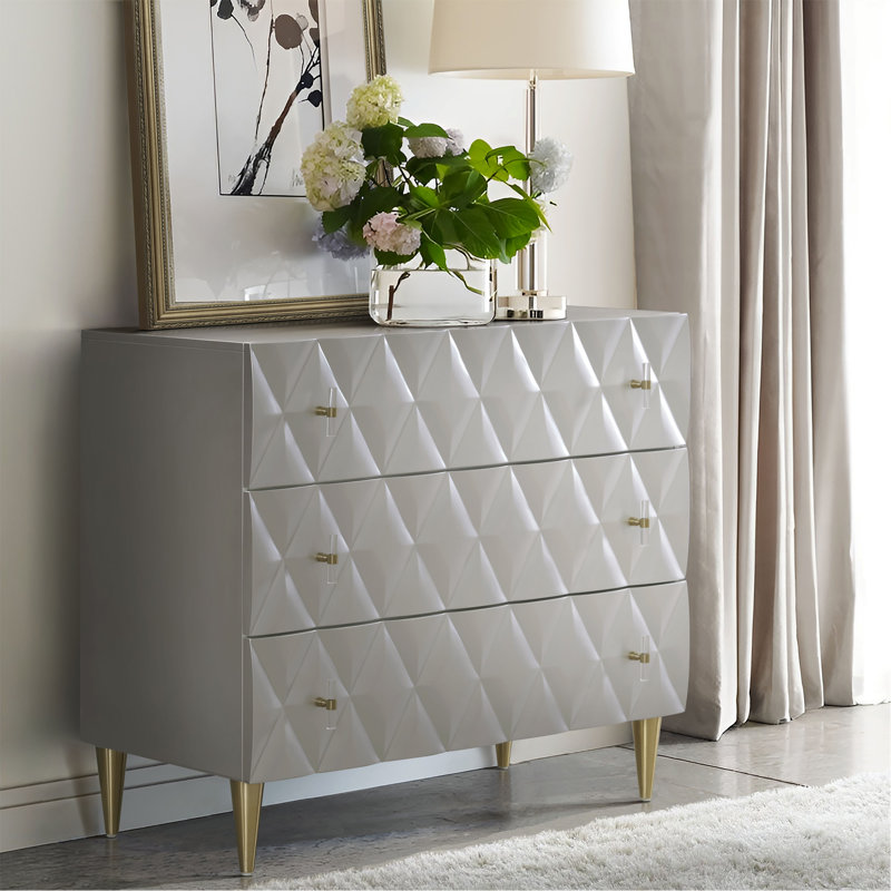 Armoire console argent métallique et champagne