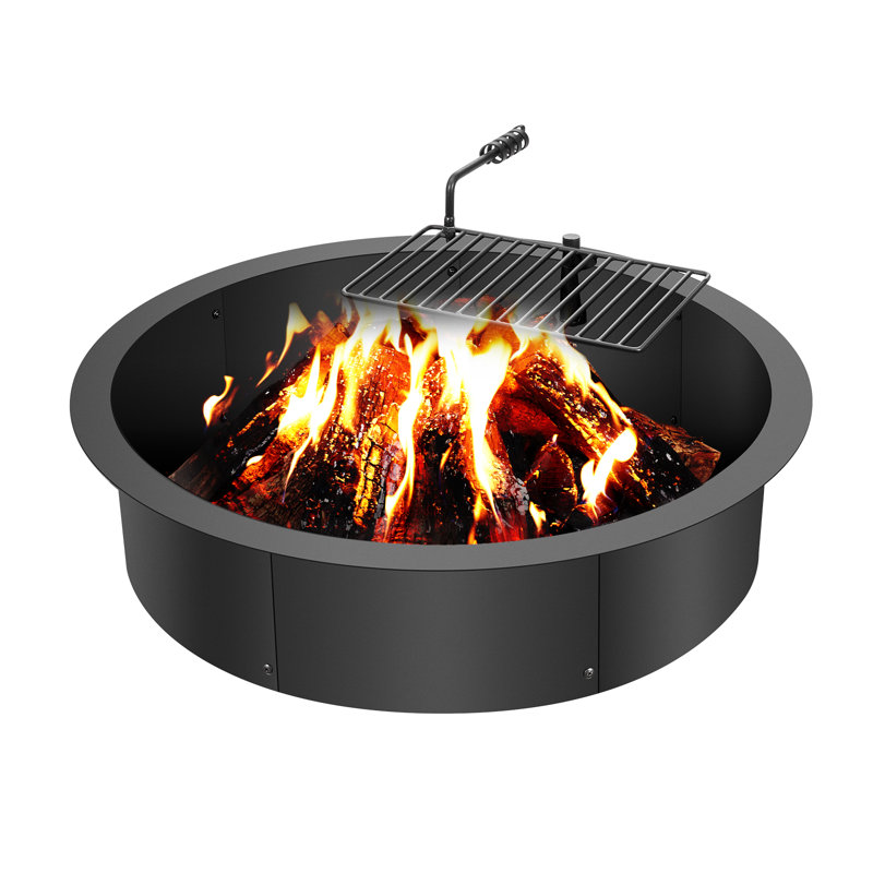 Round Smokeless Outdoor Fireplace, 32.3cm H x 43.7cm W x 15.1cm D