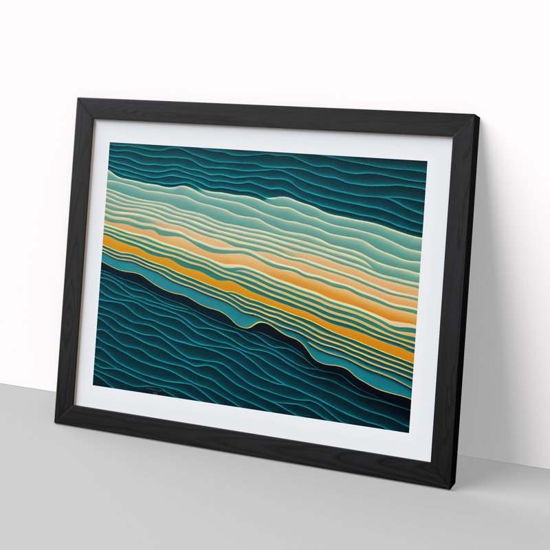 XH1022-6051X Modern Audio Soundwave Art Vol.4 Abstract - Single Picture Frame Print, Black, 46cm H x 64cm W