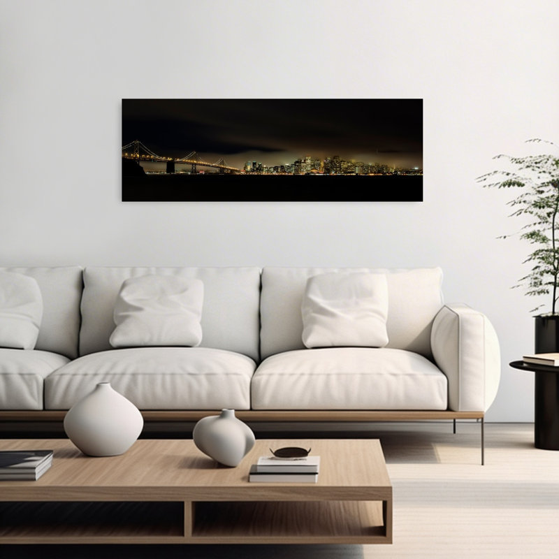 San Francisco Night Glow by C.S. Tjandra - Wrapped Canvas Panoramic Print, 121.92 cm H x 40.64 cm W