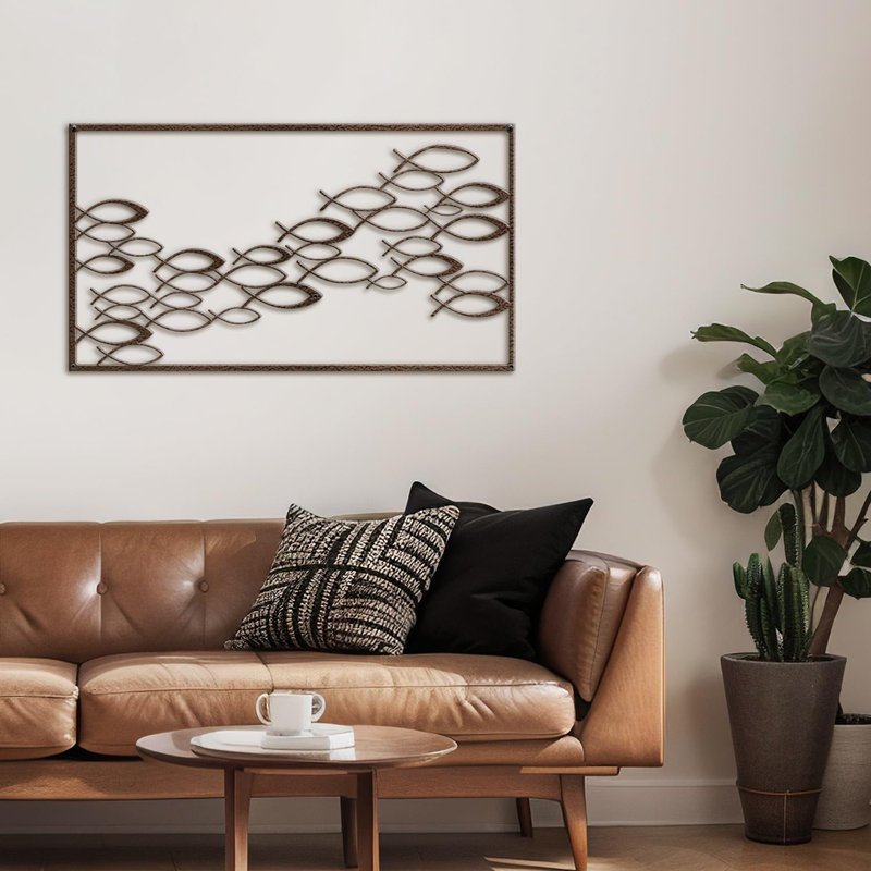 Décoration murale en métal, H 15 po x l 30 po x P 0,05 po, Bronze