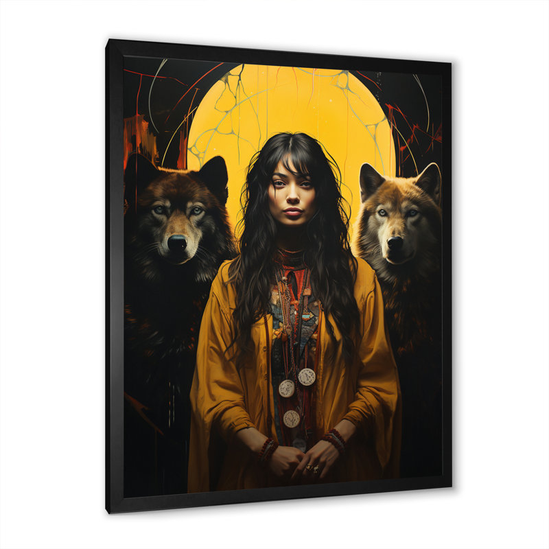 Femme qui danse avec les loups, H 20 po x l 12 po x P 1 po, Cadre photo noir