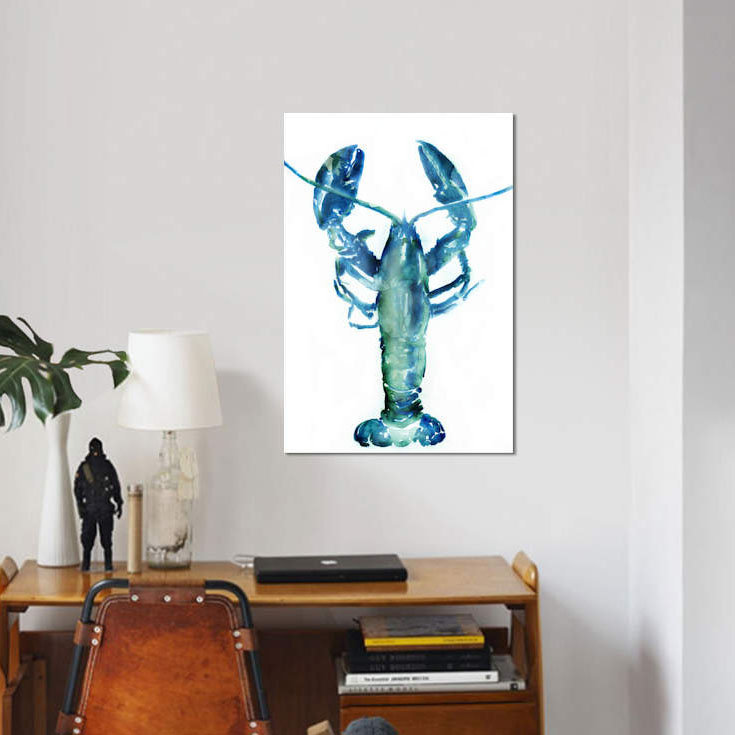 Homard par Edward Selkirk - reproduction imprimée, H 12 po x l 18 po x P 1,5 po, Toile tendue, Pas de tapis