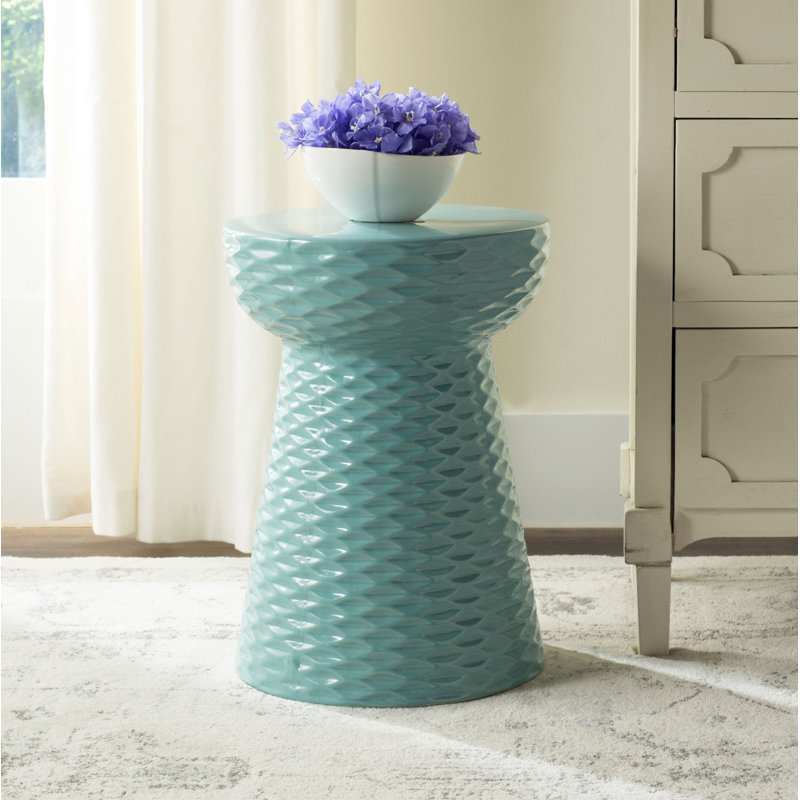 Tabouret d'appoint en céramique Verne, Bleu pâle