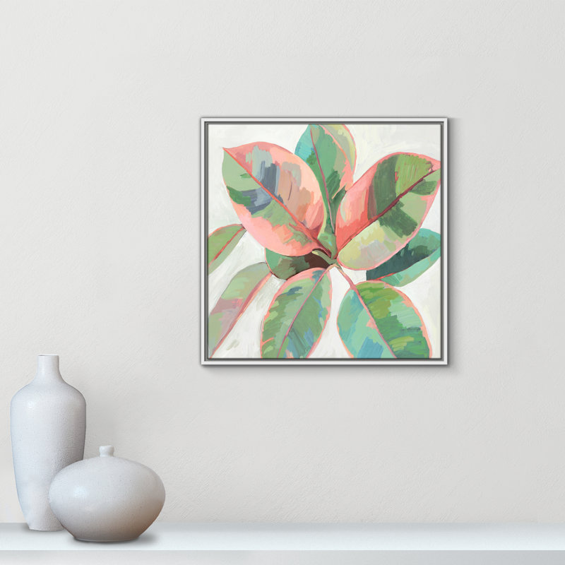 «Pink Ficus II», reproduction d'art, Toile blanche encadrée, H 25,5 po x l 25,5 po x P 2 po