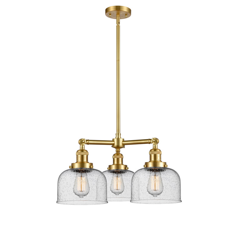 Lustre classique à 3 lumières avec abat-jour, Or satiné