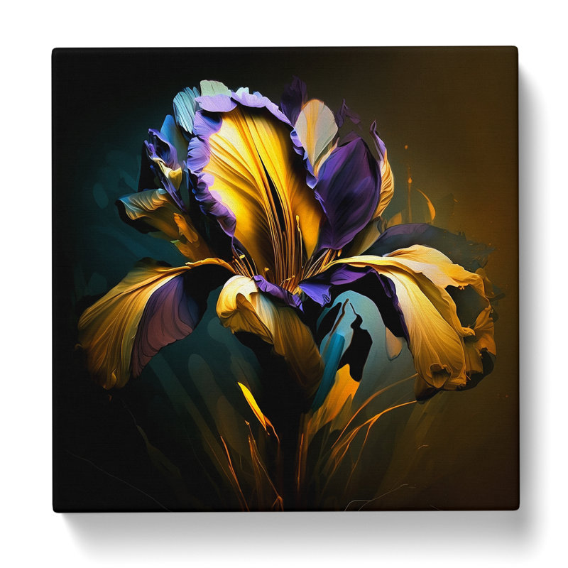 Iris Flower Abstract Expressionism - Wrapped Canvas