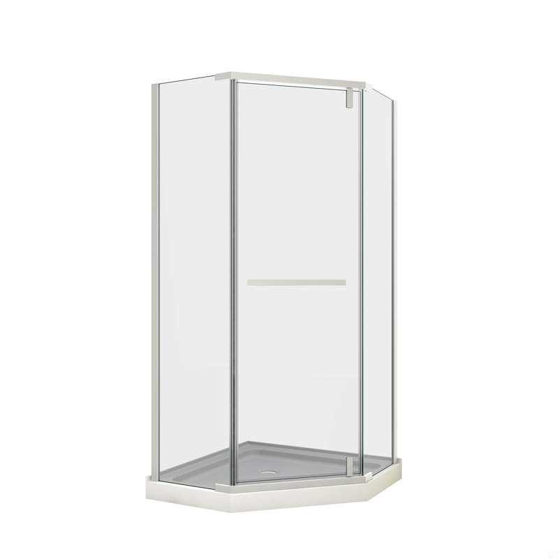Porte de douche pivotante, avec verre trempé 1/4 po, cabine de douche néo-angle sans cadre 34,75 po x 72 po, Blanc mat