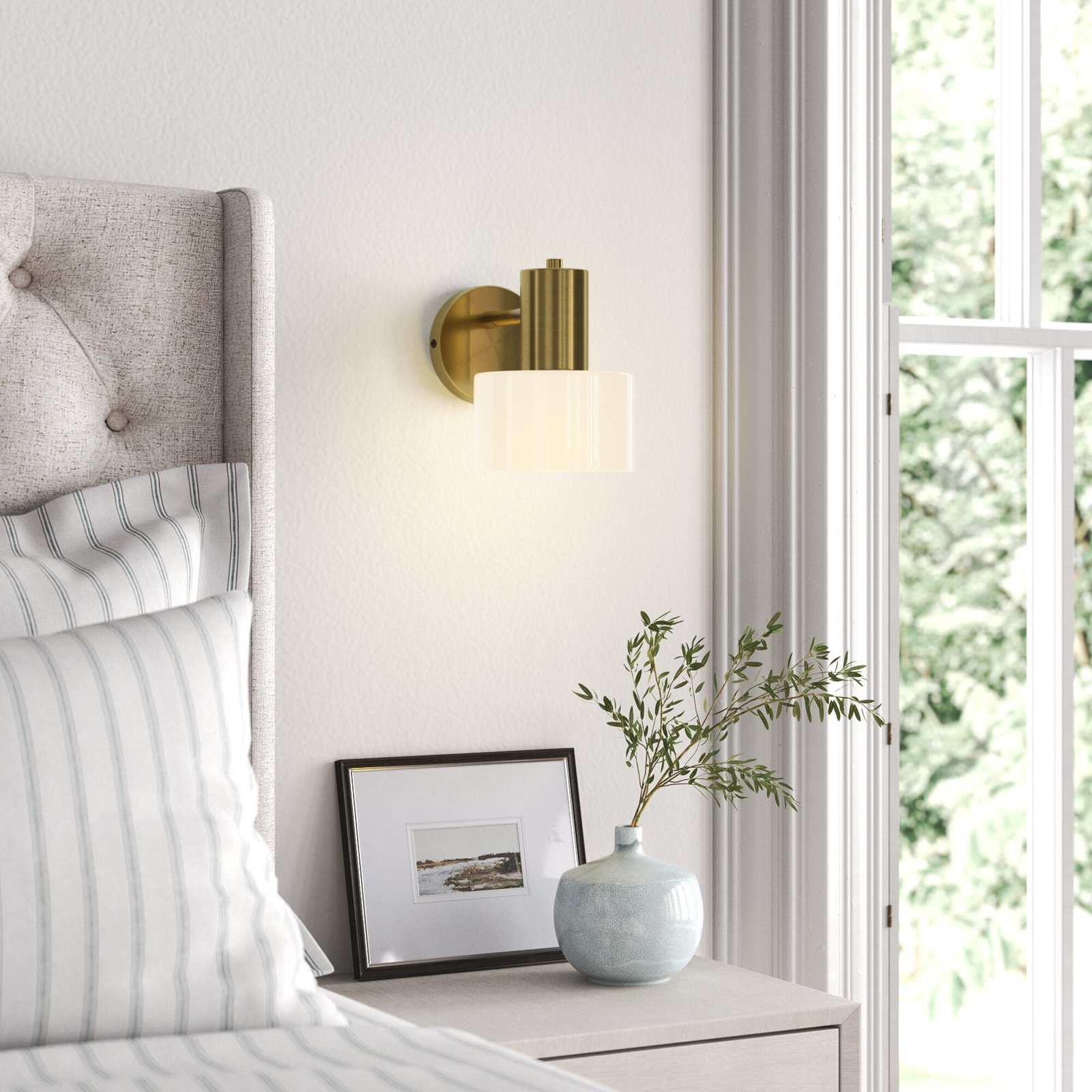 Stafford Single Light Glass Dimmable Armed Sconce