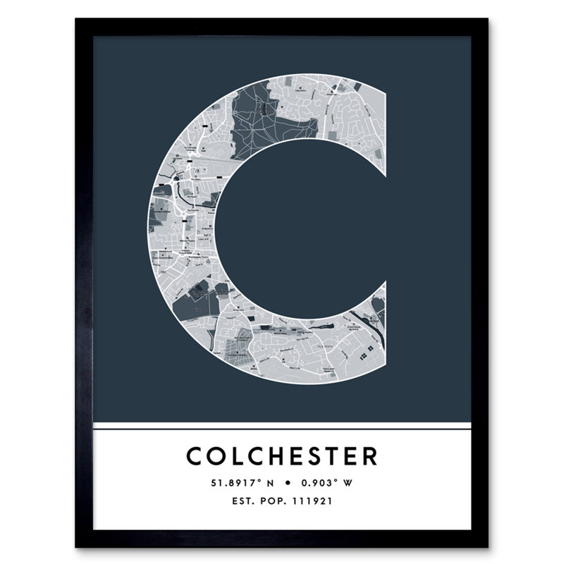 Colchester City Map Colchester Navy - Single Picture Frame Typography