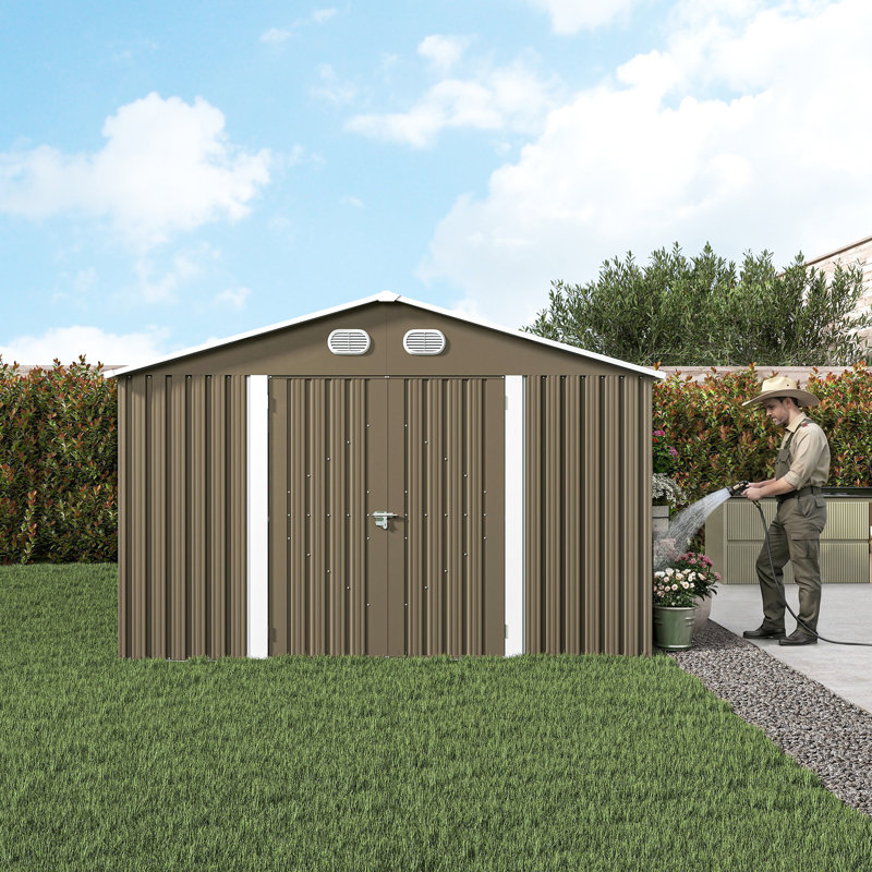 Grande remise avec rangement, remise à outils moderne en métal 10 x 12 pi