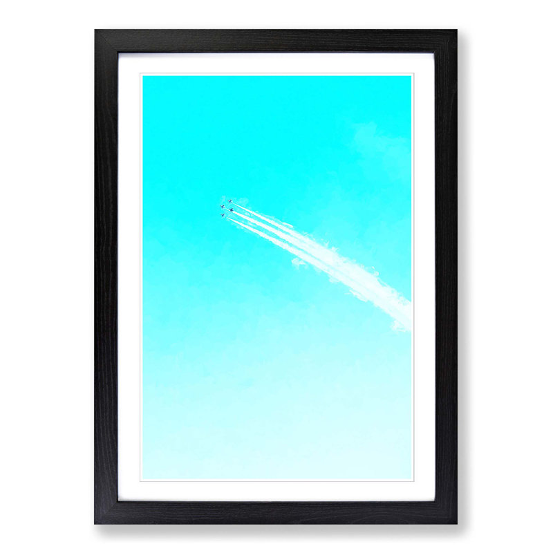 Plane Trails in the Sky - Picture Frame Graphic Art Print, Black, 60cm H x 40cm W x 2cm D