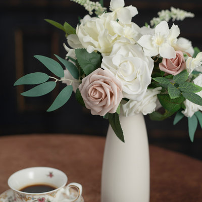 Bouquet de mariage de 11 pouces, bouquet de demoiselle d'honneur Boho, bouquet de mariée Real Touch, arrangement floral pour mariage, ensemble de 1