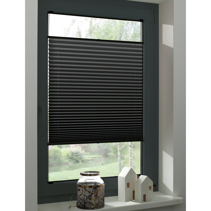 Outdoor Blackout Pleated Blind, Black, 130 cm L x 80 cm W