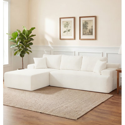 Canapé modulaire en forme de L 96 po Sherpa, canapé-lit en mousse à mémoire de forme désossée avec méridienne et poche latérale, sans assemblage pour appartement