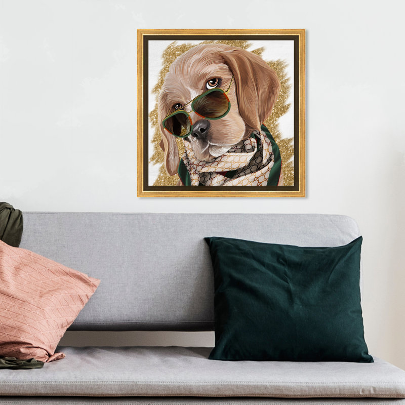 Stylish Pup - Impression sur toile, Toile encadrée d'or, H 20 po x l 20 po