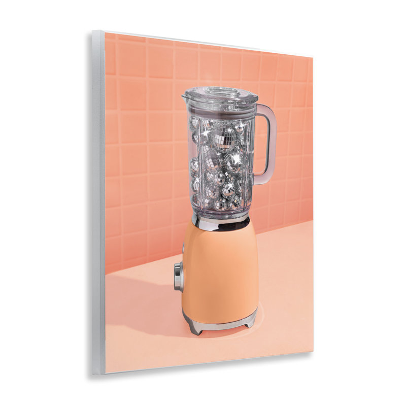 Plaque murale Disco Drink Blender sur orange, design par Lish Creative