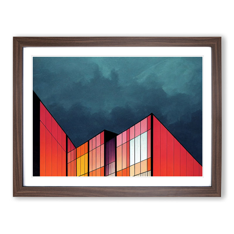 XH1022-6070X Modern Building Architecture Vol.4 1 Piece Single Picture Frame Wall Art, 34cm H x 46cm W x 2cm D, Walnut