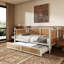 Lit de jour simple en rotin de style traditionnel avec lit gigogne simple pour un espace limité, chambre d'amis, aucun sommier nécessaire