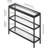 Modern Rectangular Console Table With Blackened Bronze Steel Frame And Tempered Glass Top For Entryway, Living Room, Or Hallway