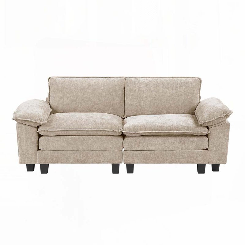 Causeuse en tissu d'ameublement en chenille, Taupe