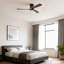 52 po Ventilateur de plafond intérieur noir mat encastré avec 3 pales en bois massif (noyer foncé), télécommande à 6 vitesses et lumière DEL 3CCT