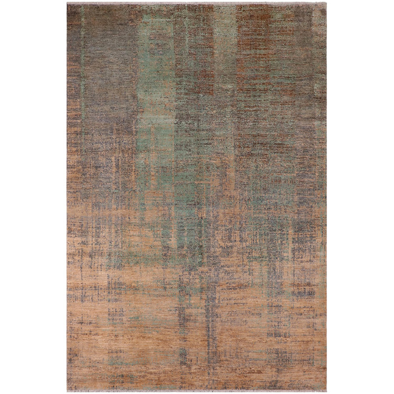 Tapis unique bleu / beige 8 pi 11 po x 12 pi 2 po Kellyanna par Arshs Fine Rugs