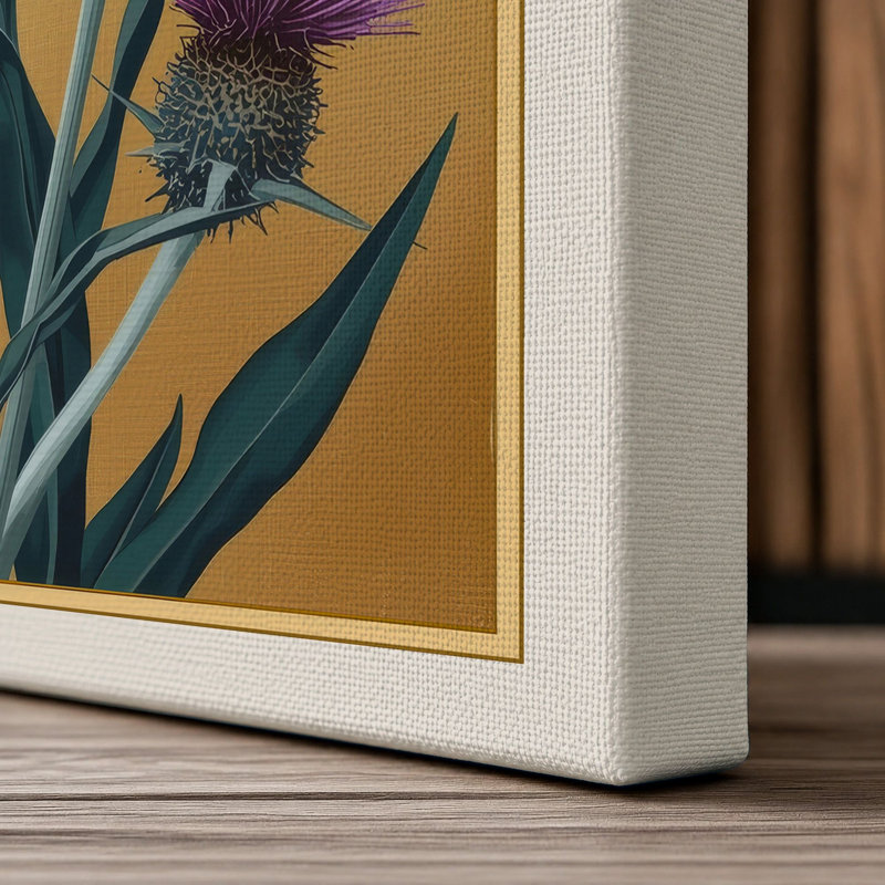 Purple Thistle Study Botanical - Wrapped Canvas, 30x20 - 76.2 x 50.8 cm, Cream Border