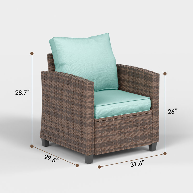 Chaise longue d'extérieur Samya avec coussins (lot de 2), Cadre brun/coussin bleu pâle