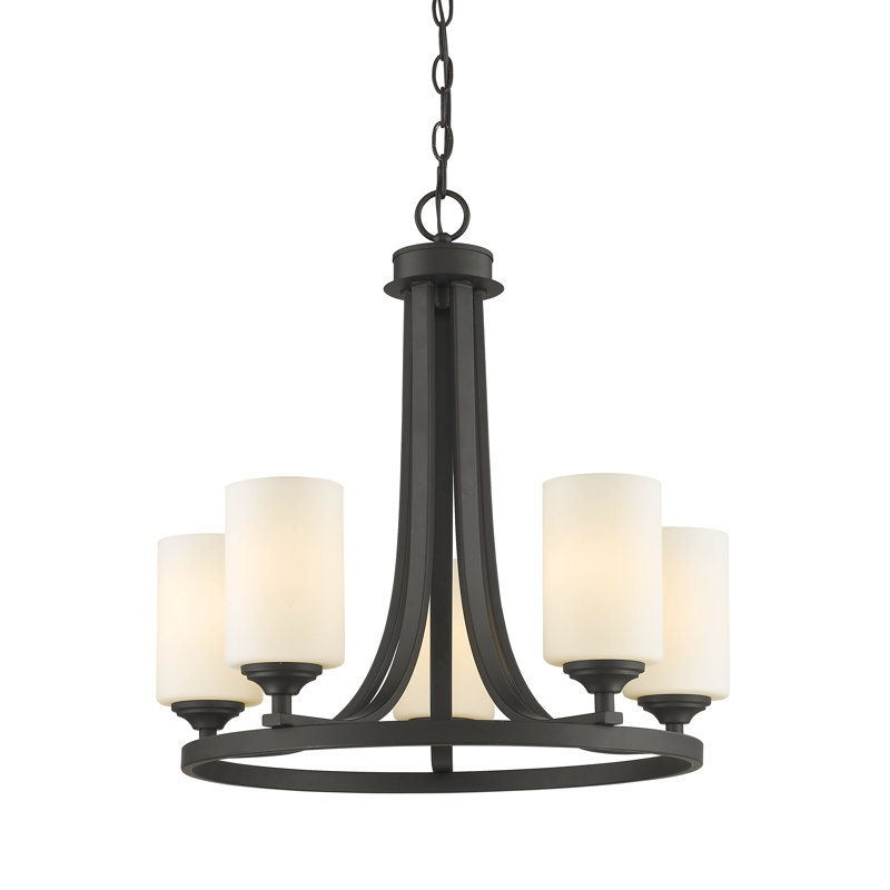 Beegle 5 - Light Steel Dimmable Wagon Wheel Chandelier, Bronze