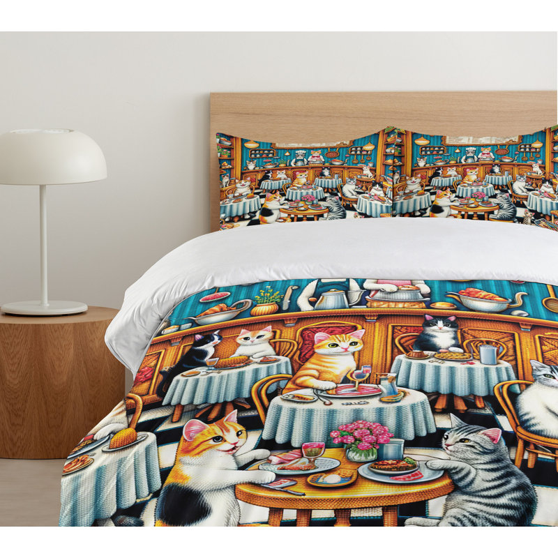Cat Duvet Cover, King Duvet Cover + 2 Standard Shams