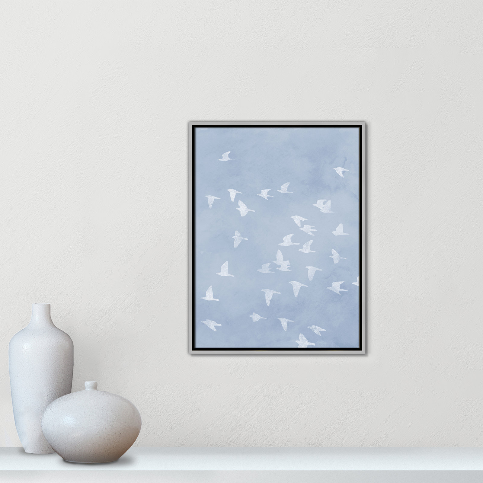 Flying Friends Print by Marcus Prime, 19.5'' W x 25.5'' H, Silver Floater
