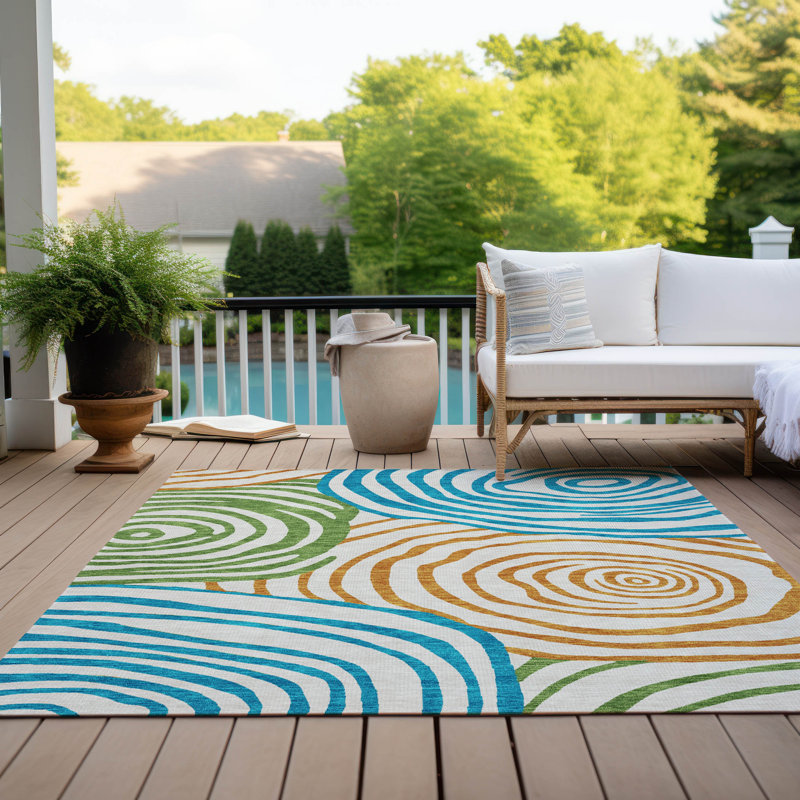 Leis Abstract Indoor / Outdoor Rug, Rectangle 2'6" x 3'10"