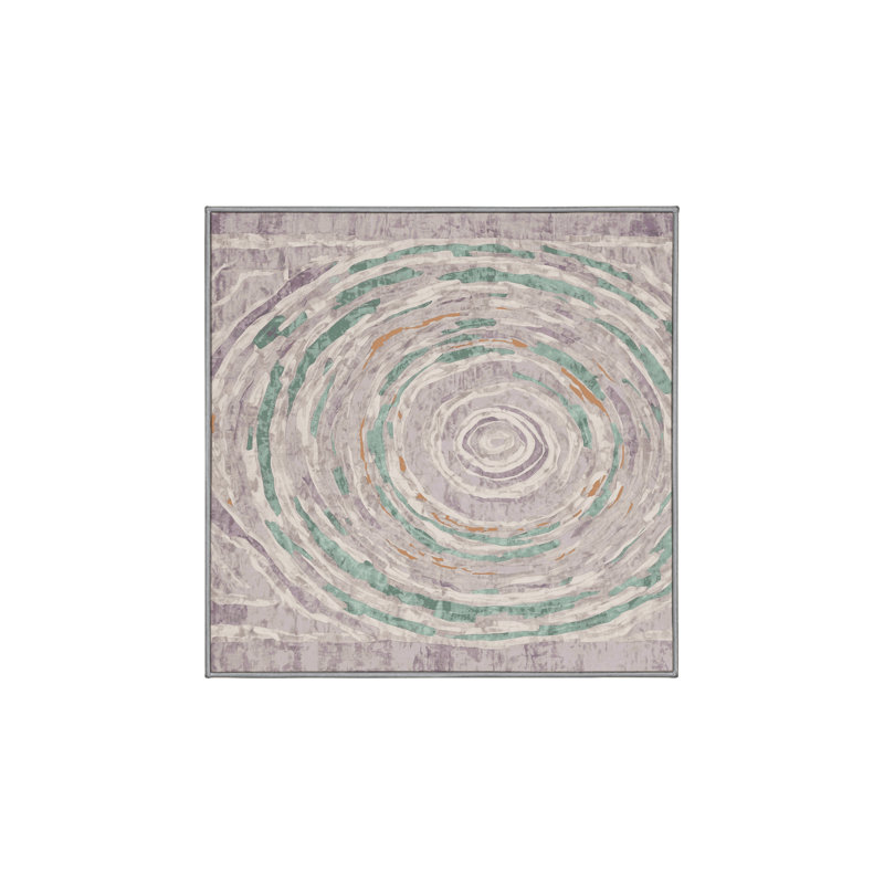 Machine Washable Gray Area Rug, Square 6'