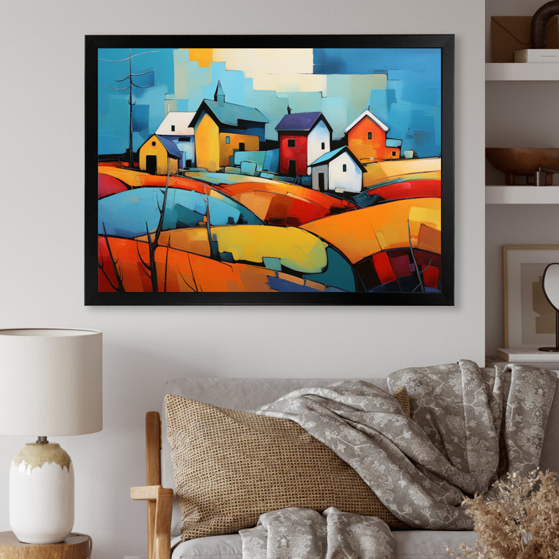 Collage Martaja Farmstead - impression, H 24 po x l 32 po x P 1 po, Cadre simple noir