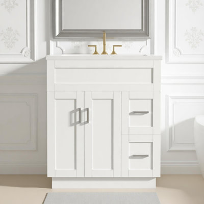 30" Bathroom Vanity With 2 Doors, 2 Drawers, Adjustable Shelf, Hidden Damping Slides For Drawers & Damping Hinges For Doors