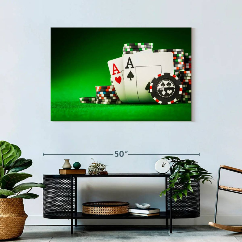 Senne Poker Chips And Cards, 30" H x 45" W