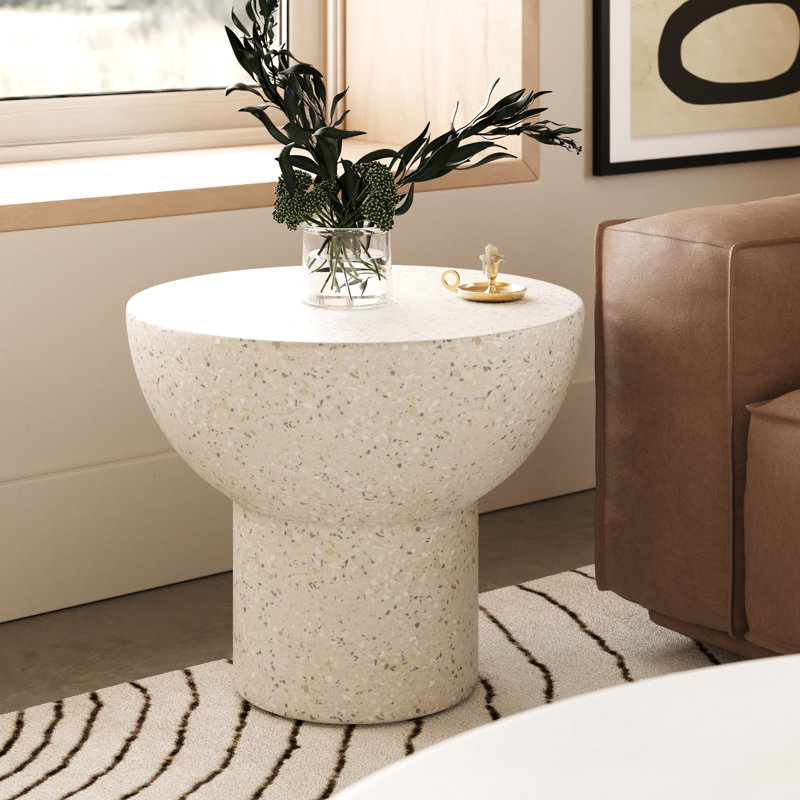 Hendricks Fate - Modern Concrete End Table, White