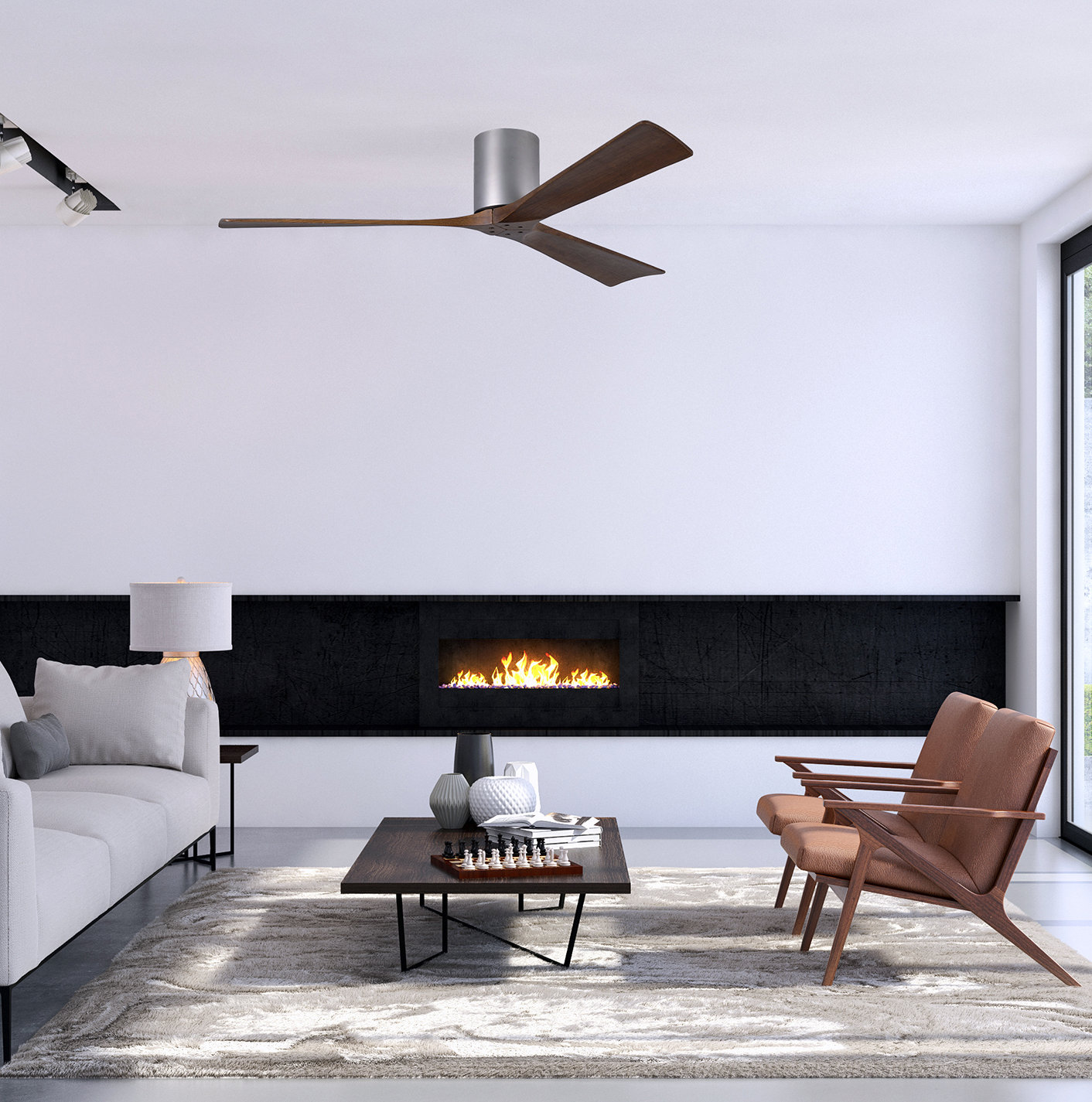 Olivier Ceiling Fan, Brushed Nickel, 60", Walnut Tone