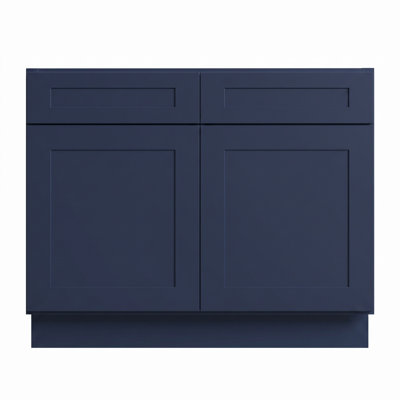 Armoire de cuisine Blue Shaker, structure en bouleau massif et contreplaqué, quincaillerie à fermeture en douceur, tablette réglable et tailles modulaires