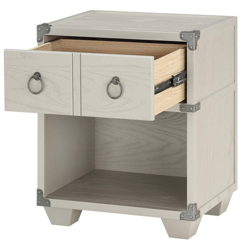 Table de chevet compacte à 1 tiroir avec tablette ouverte et port de chargement USB pour chambres modernes