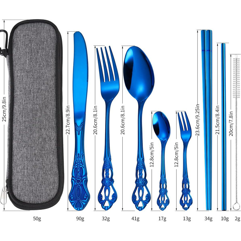 Ensemble de couverts House of Hampton® Eleese, Bleu