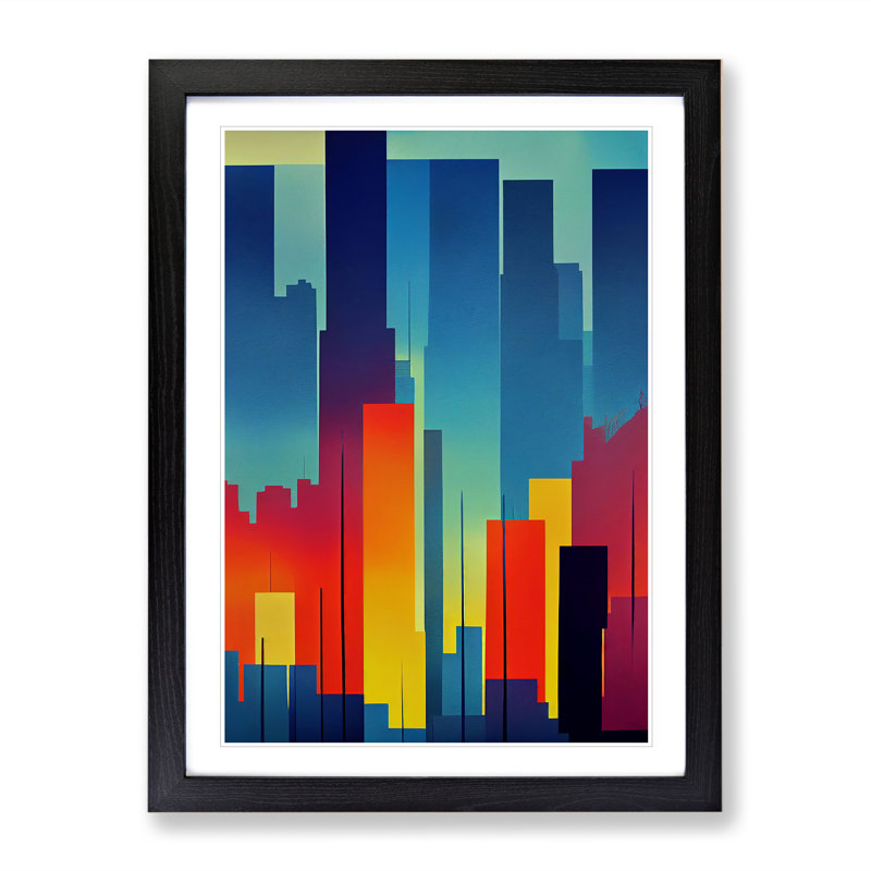 XV1022-2505X Irresistible City Skyline Abstract - Single Picture Frame Print, 64cm H x 46cm W, Black