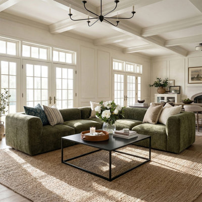 Confesor Chenille Modern L-Shaped Sectional Sofa