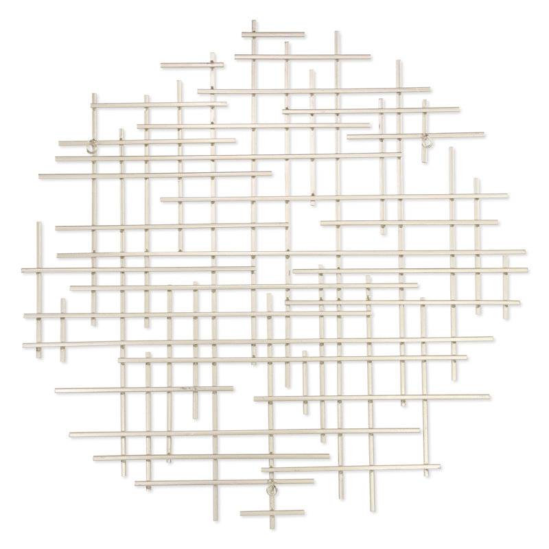 Abstract Lines Round Hanging Dimensional Sculpture, Champagne, 30" H x 29.75" W x 1.25" D