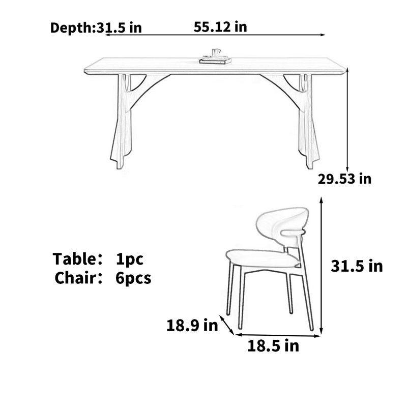 Table de salle à manger style champêtre, H 29,53 po x L 55,12 po x l 31,5 po