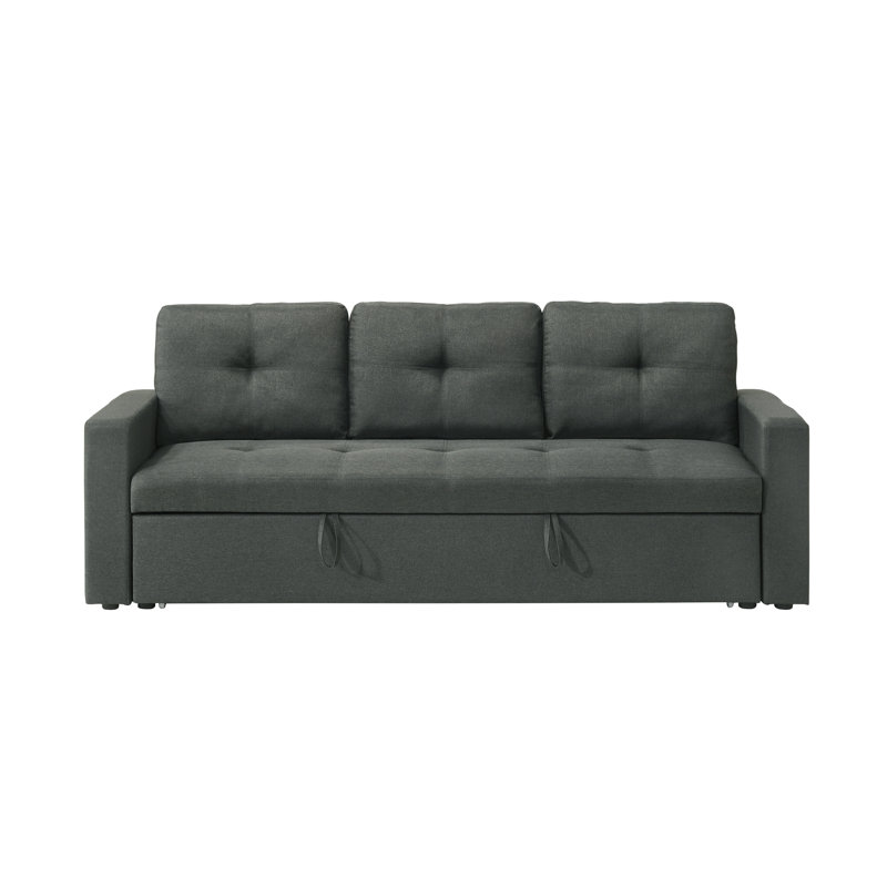 Canapé-lit en tissu gris foncé Burleigh l 83,5 po avec coussins capitonnés